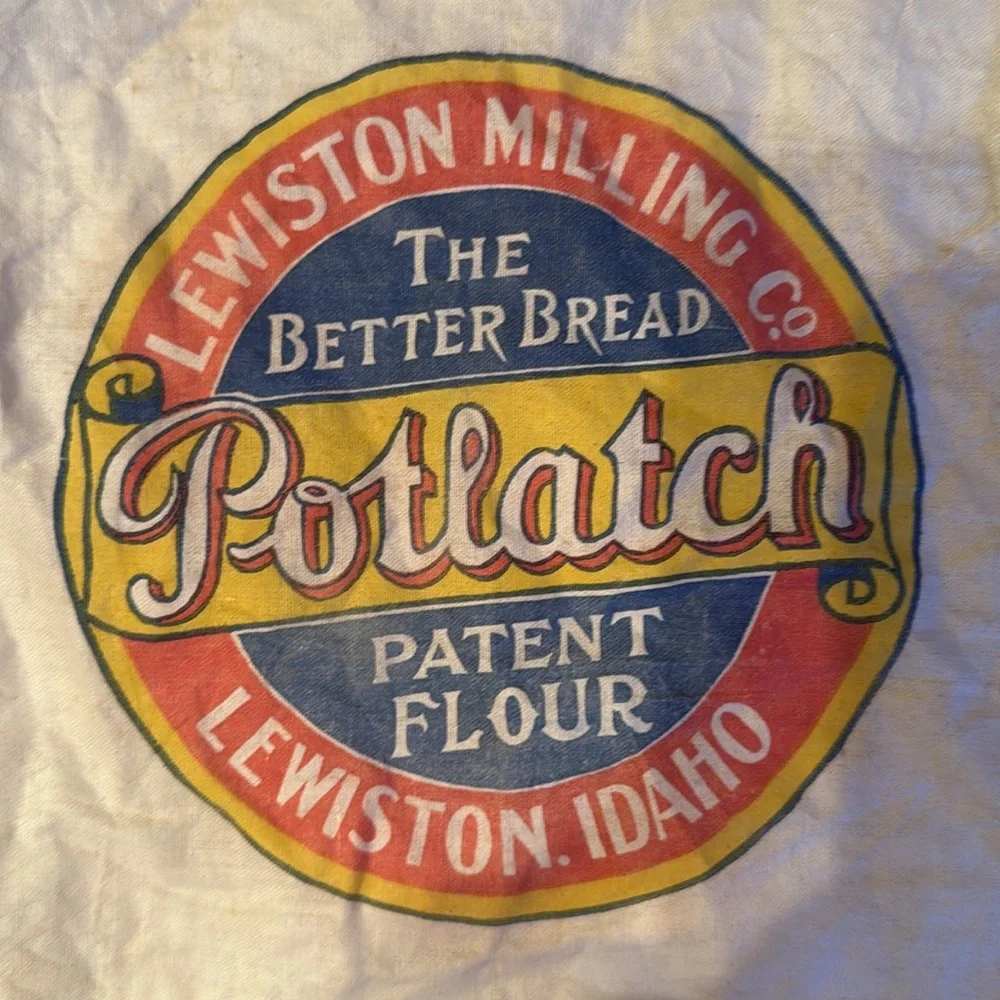Vintage Potlatch Flour Sack with Colorful Logo